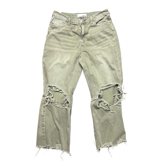 Vervet Leslie Distressed 90s Flare Jeans Green Size 28 - Picture 1 of 6